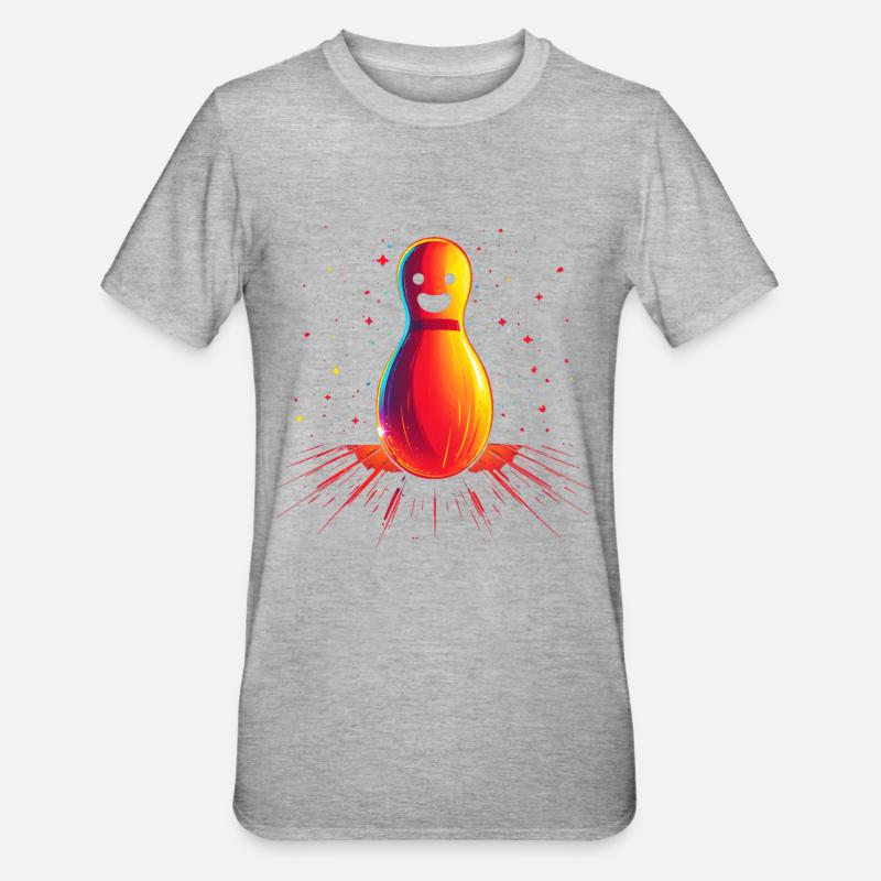 Dessin animé Bowling Retrowave - T-shirt polycoton Unisexe - gris chiné