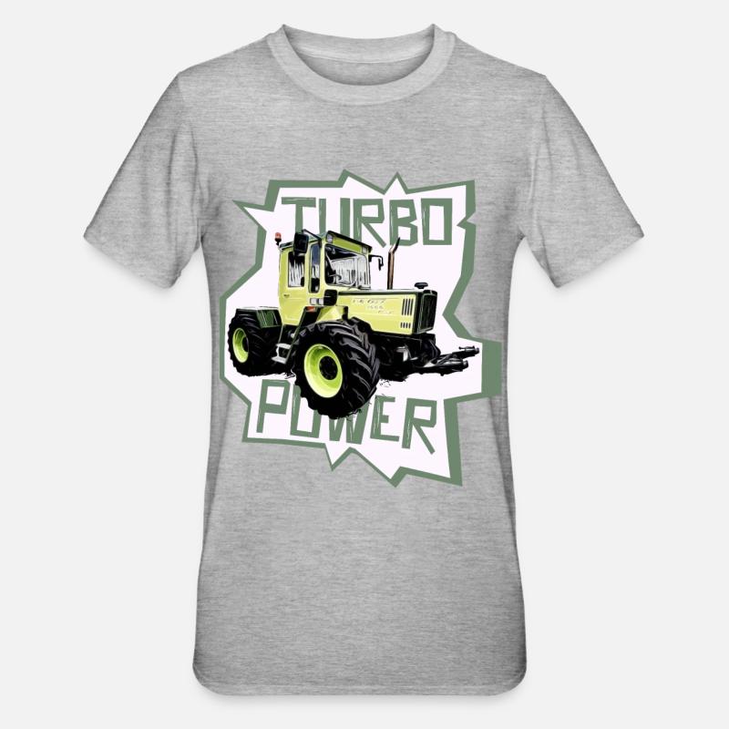 MB trac turbo power traktor - Unisex Polycotton T-Shirt - Grau meliert