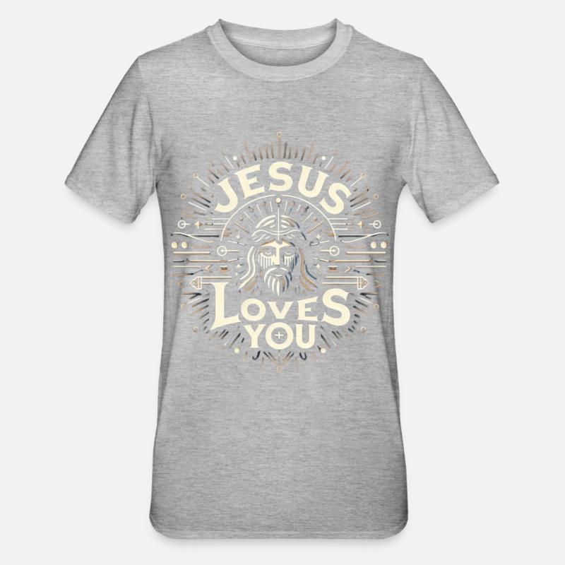 Jésus t’aime - Ray Design - T-shirt polycoton Unisexe - gris chiné