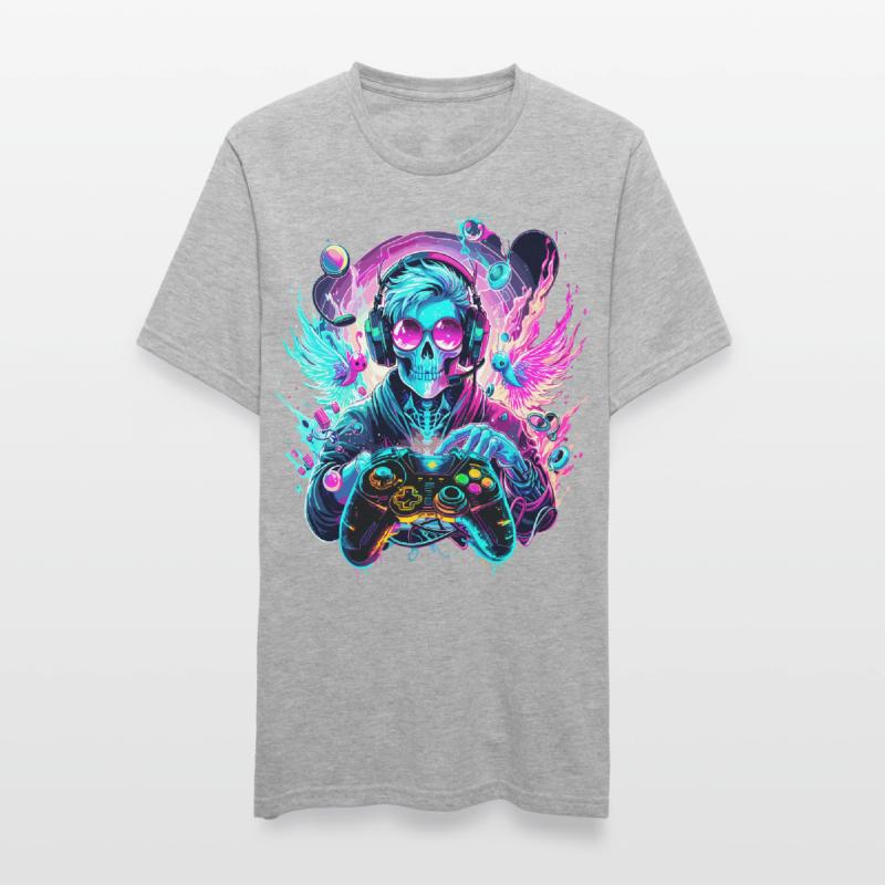 Synthwave Skull Gaming Controller Art Unisex Polycotton T-Shirt