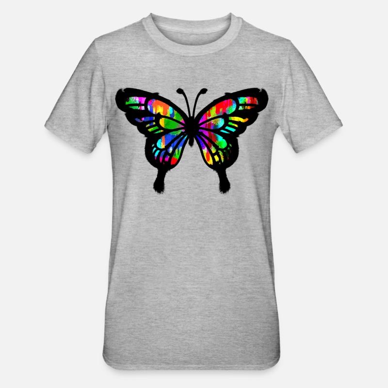 Graffiti Art papillon Illustration dessin - T-shirt polycoton Unisexe - gris chiné