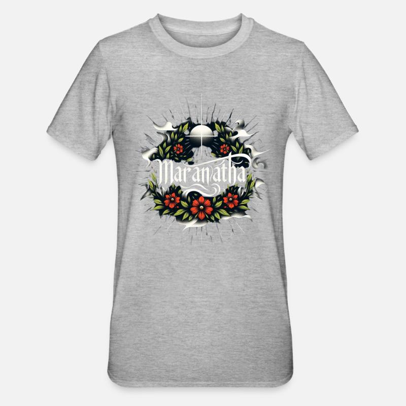 Couronne de fleurs Maranatha - T-shirt polycoton Unisexe - gris chiné