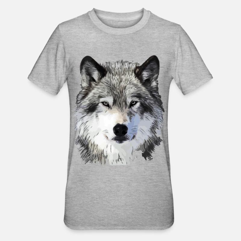 Der Wolf - Unisex Polycotton T-Shirt - Grau meliert