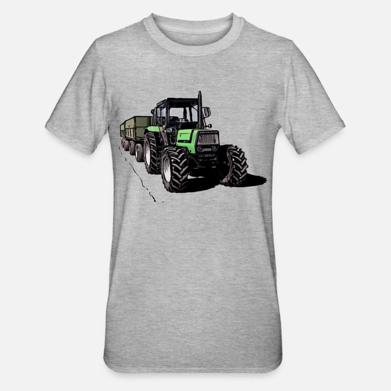 Deutz 4.31 Traktor mit Anhänger - Unisex Polycotton T-Shirt - Grau meliert