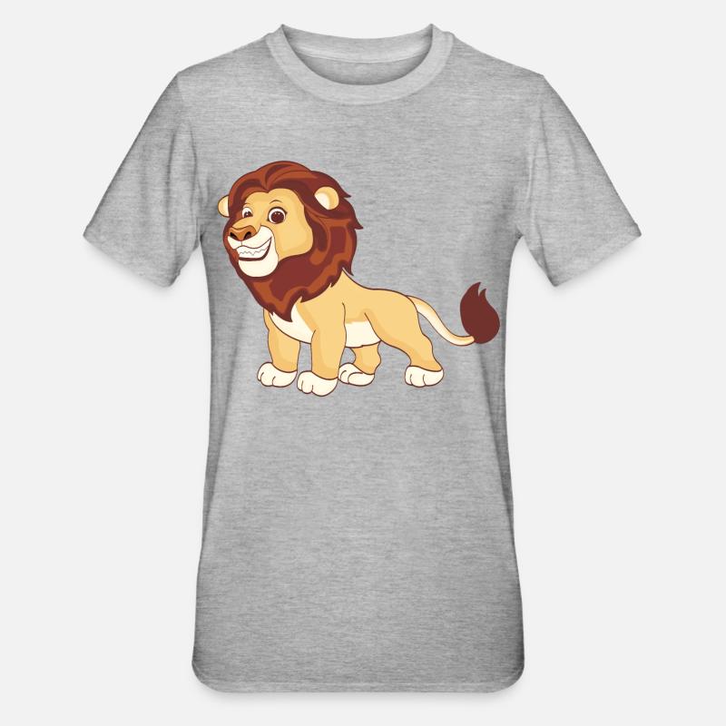 Ein prächtiger Löwe - Unisex Polycotton T-Shirt - Grau meliert