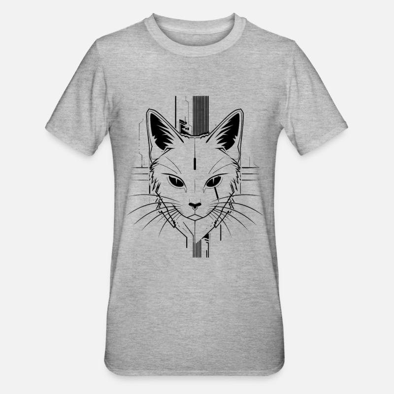 Chat au look steampunk - T-shirt polycoton Unisexe - gris chiné
