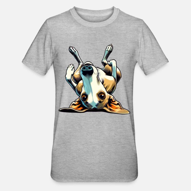 Lévrier à l’envers - T-shirt polycoton Unisexe - gris chiné