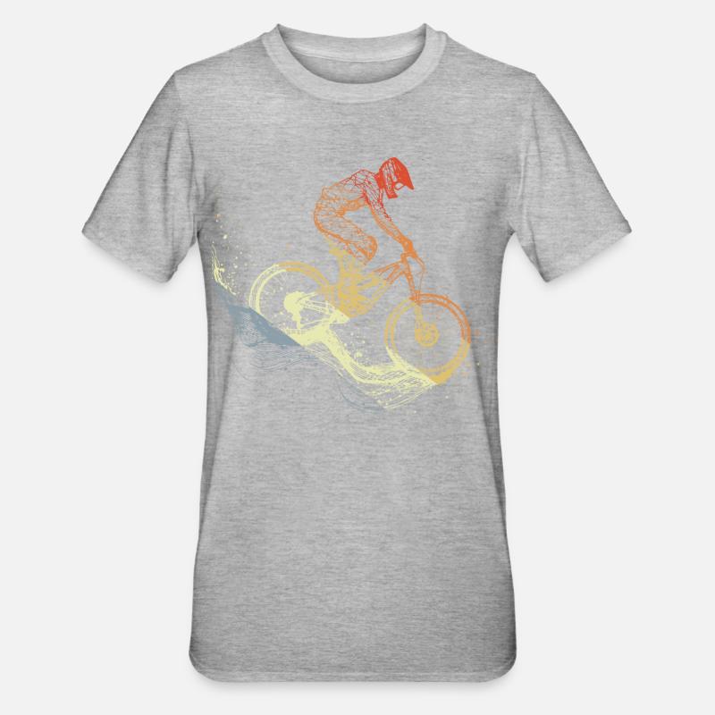 Mountain Biking Sketch Retro - Unisex Polycotton T-Shirt - heather grey
