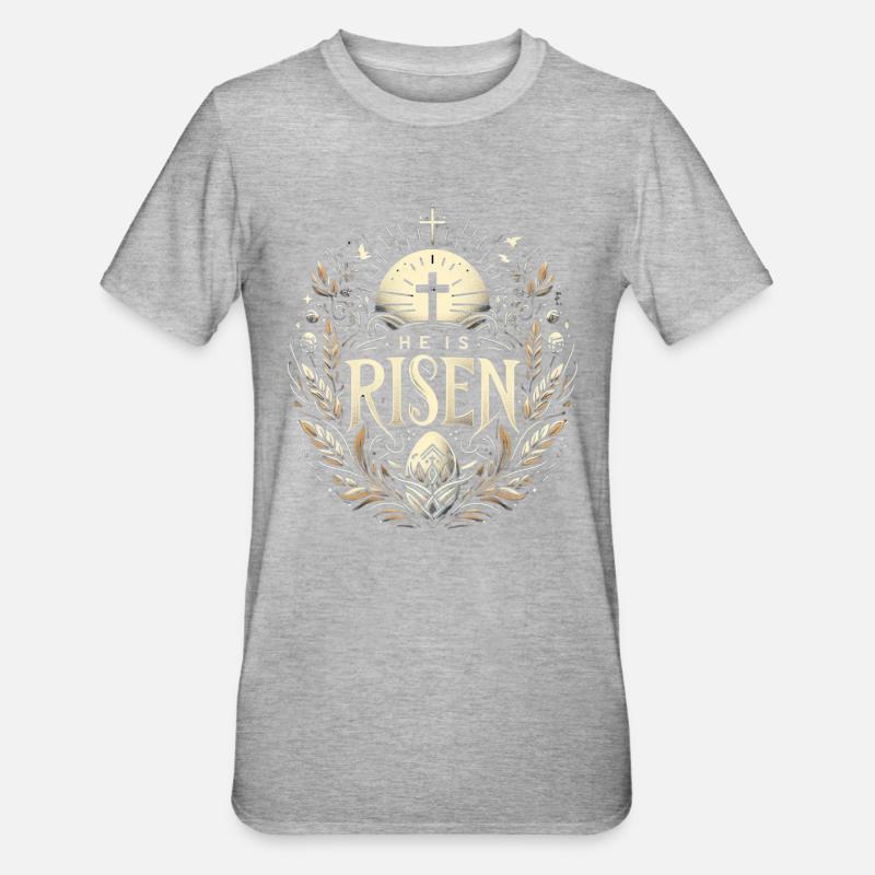 He is Risen Cross & Light - Unisex Polycotton T-Shirt - heather grey