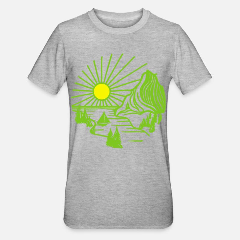 Paysage de vacances (vert) - T-shirt polycoton Unisexe - gris chiné
