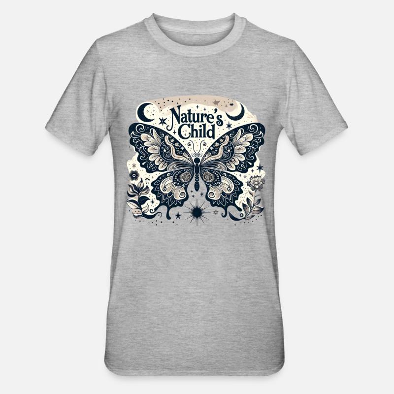 Nature's Child Butterfly Pattern - Unisex Polycotton T-Shirt - heather grey