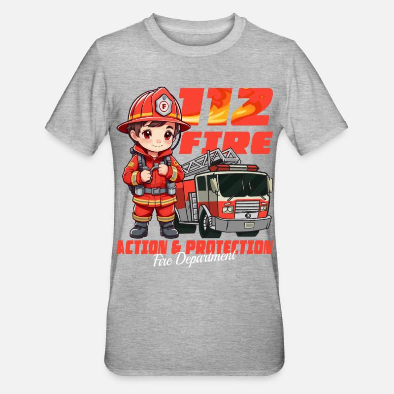 Petit pompier - T-shirt polycoton Unisexe - gris chiné