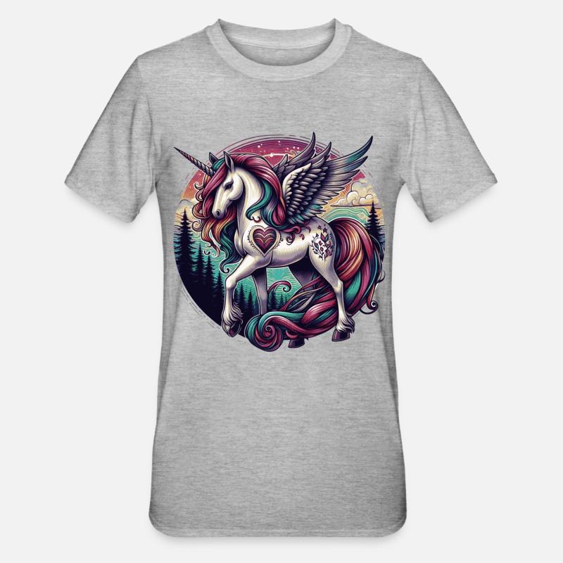 einhorn einhörner - Unisex Polycotton T-Shirt - Grau meliert