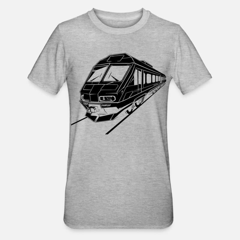 Zug Grafik - Unisex Polycotton T-Shirt - Grau meliert
