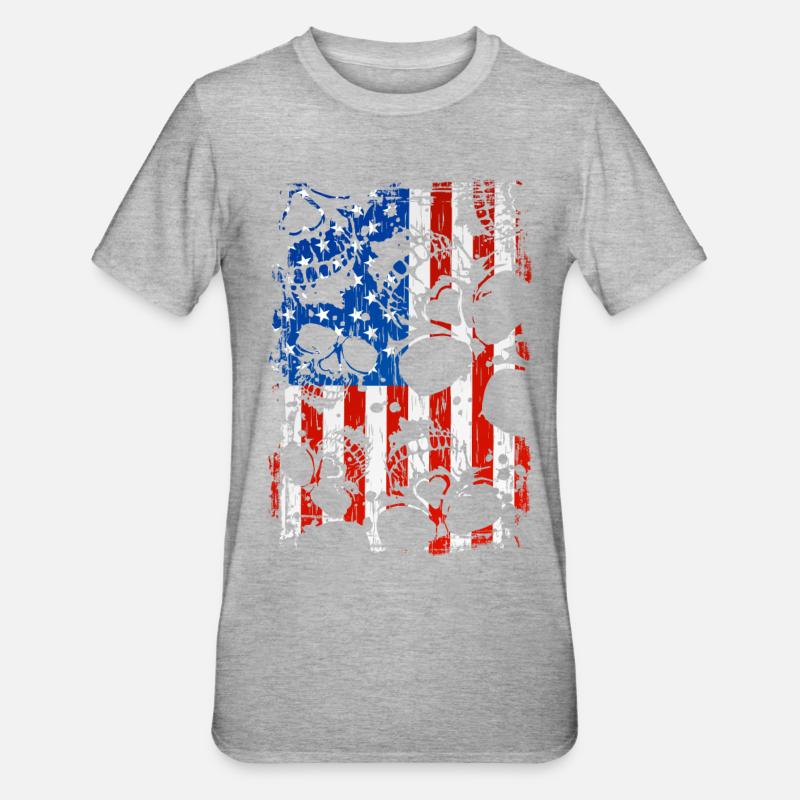 Crâne USA Pride - T-shirt polycoton Unisexe - gris chiné