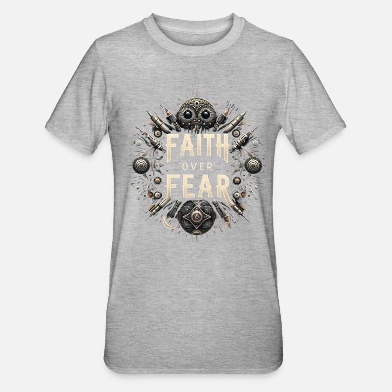 Glaube über Angst Steampunk - Unisex Polycotton T-Shirt - Grau meliert