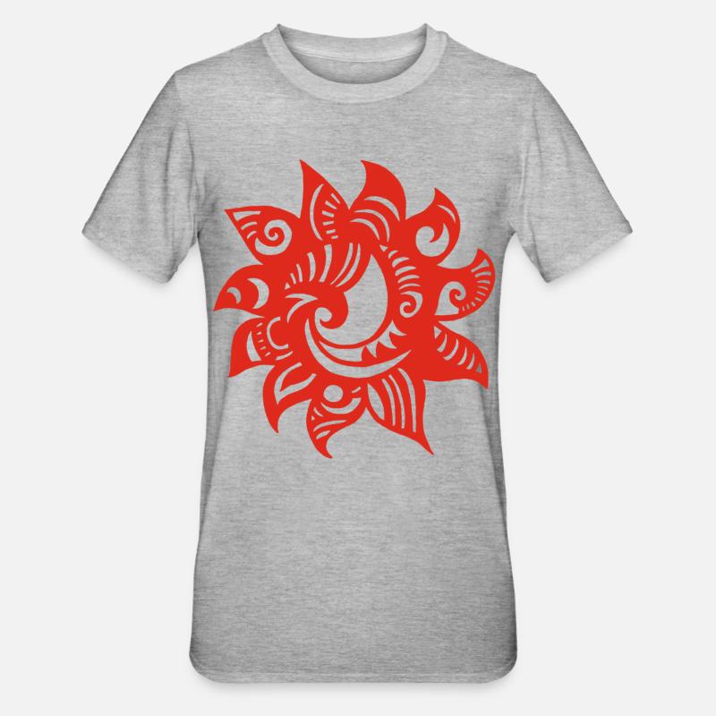 Seltsame rote Sonne - Unisex Polycotton T-Shirt - Grau meliert