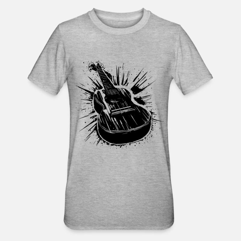 Dessin de ukulélé - T-shirt polycoton Unisexe - gris chiné