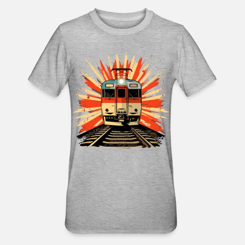 Illustration de chemin de fer - T-shirt polycoton Unisexe - gris chiné