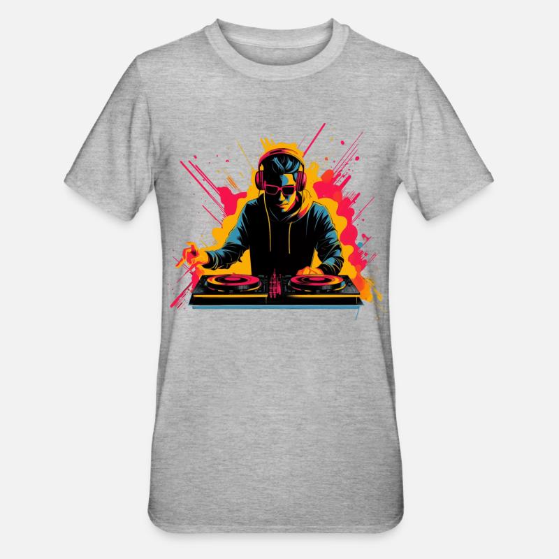 90's DJ Synthwave - Unisex Polycotton T-Shirt - heather grey