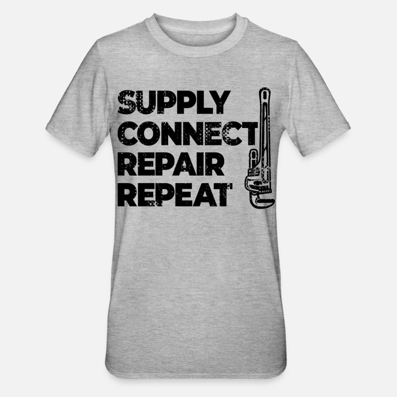 Klempner Motivation - Unisex Polycotton T-Shirt - Grau meliert