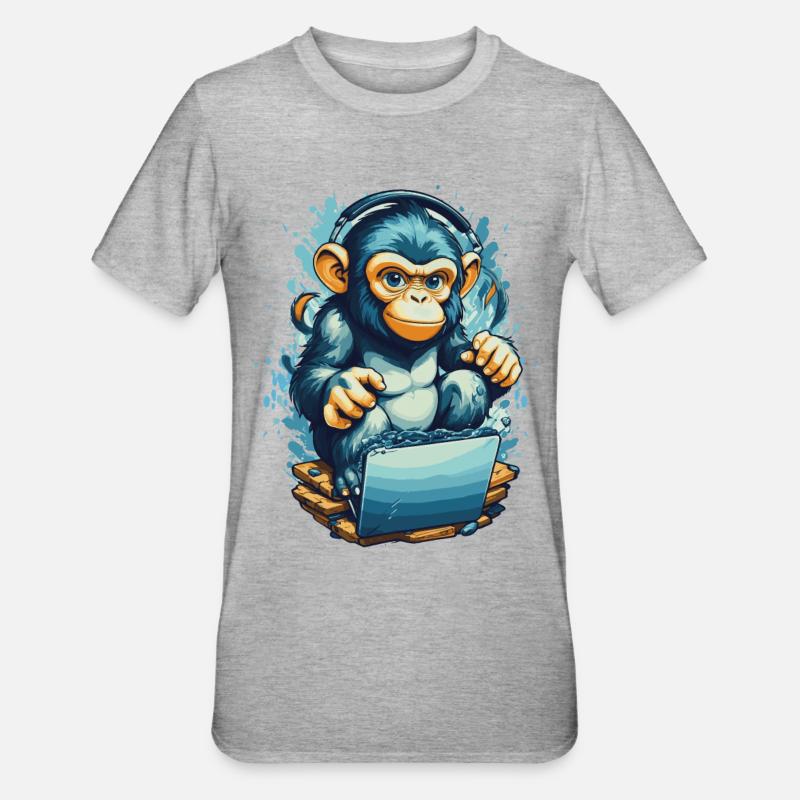Singe de jeu intelligent - T-shirt polycoton Unisexe - gris chiné