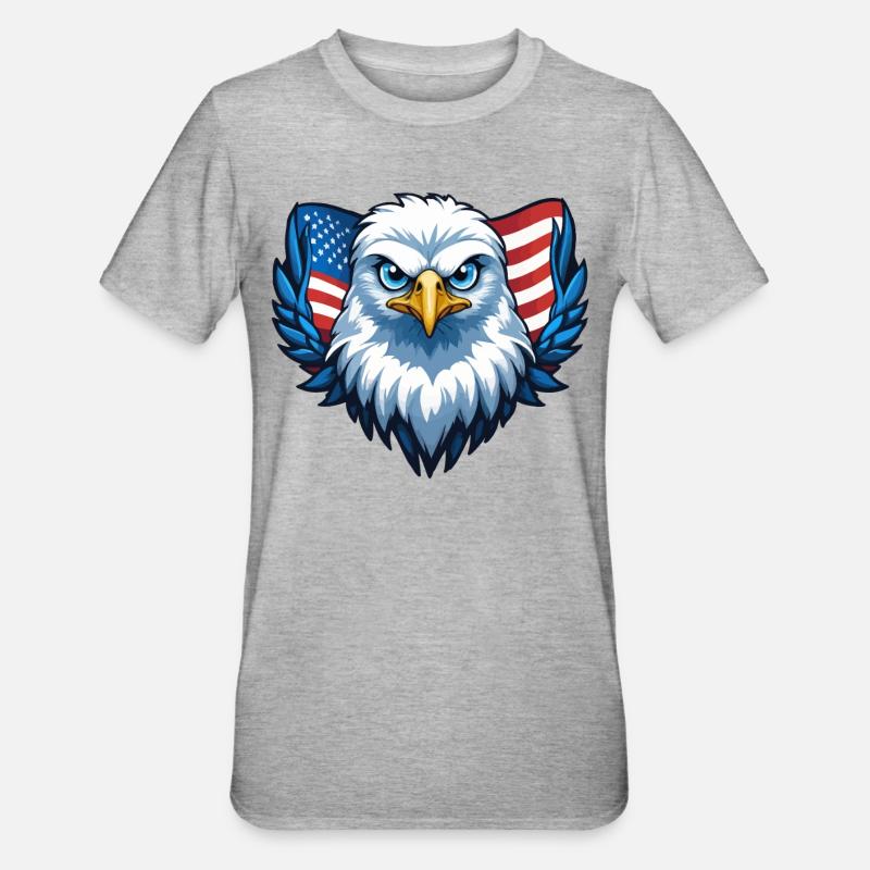 Drapeau des États-Unis Eagle Wings - T-shirt polycoton Unisexe - gris chiné