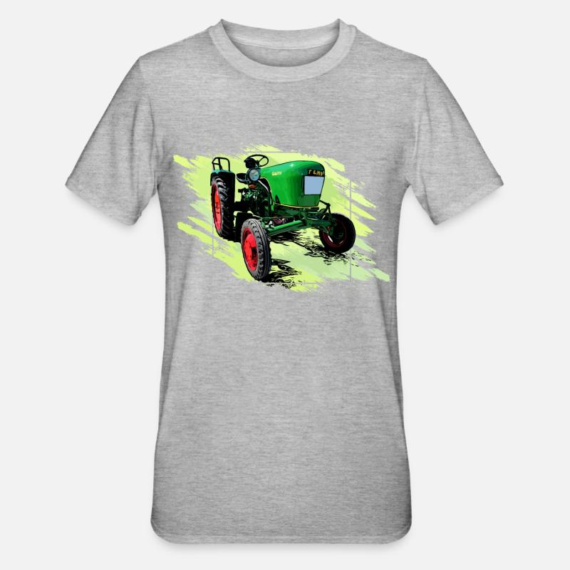 Dieselross F12 Oldtimer Traktor - Unisex Polycotton T-Shirt - Grau meliert