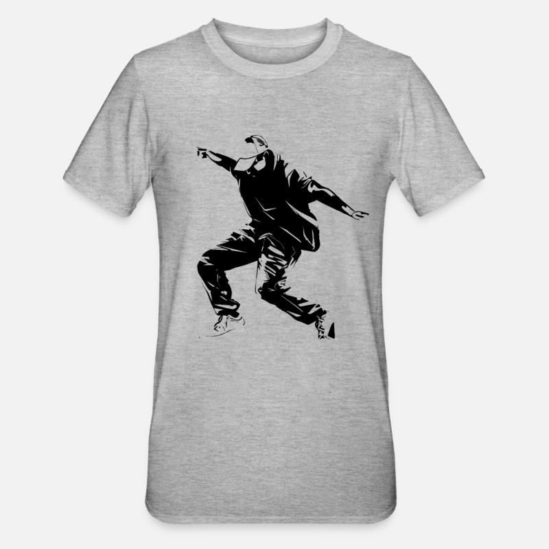Breakdance Grafik - Unisex Polycotton T-Shirt - Grau meliert