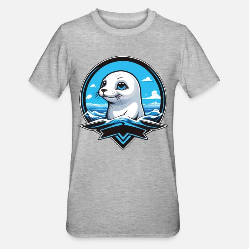 Mer des petits phoques - T-shirt polycoton Unisexe - gris chiné