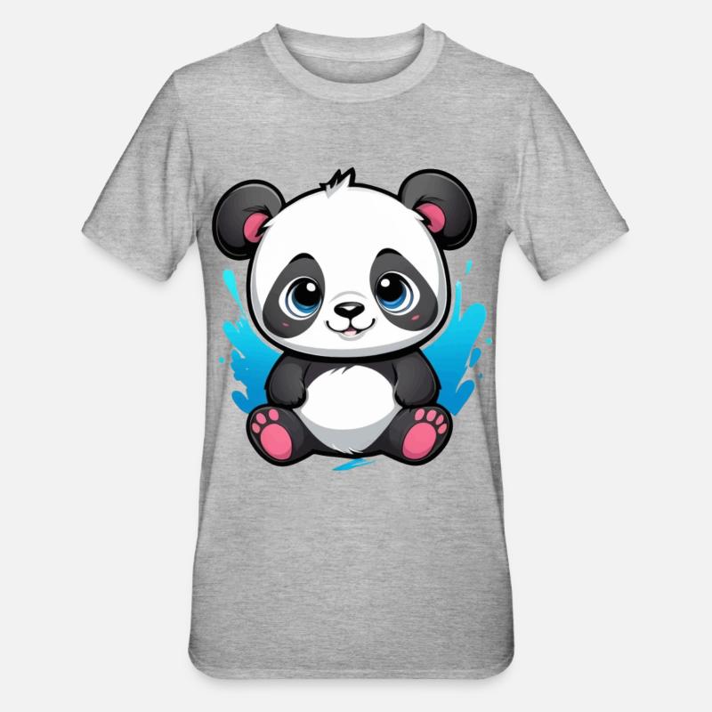 Panda Ours - T-shirt polycoton Unisexe - gris chiné