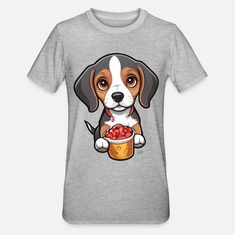 Petit chiot beagle - T-shirt polycoton Unisexe - gris chiné