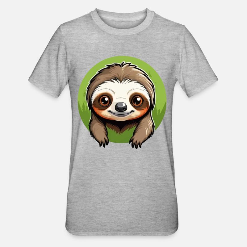 Lazy Tree Sloth - Unisex Polycotton T-Shirt - heather grey