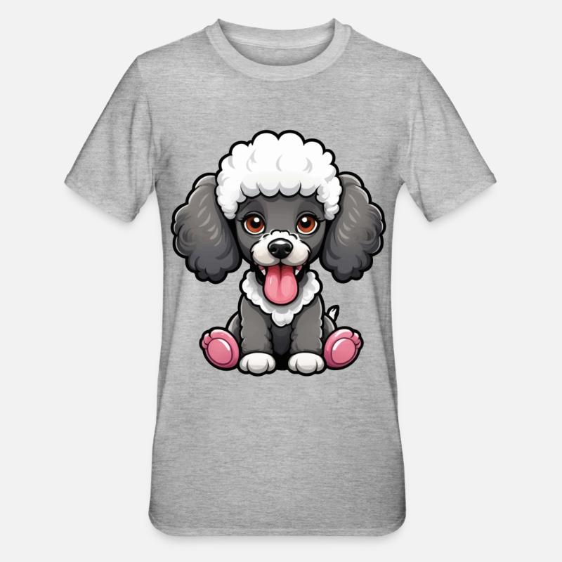 Doux caniche N&B - T-shirt polycoton Unisexe - gris chiné