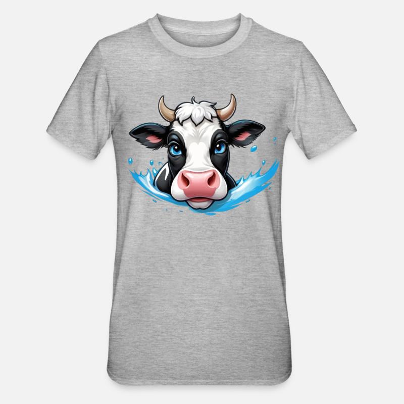 Douce éclaboussure de vache - T-shirt polycoton Unisexe - gris chiné