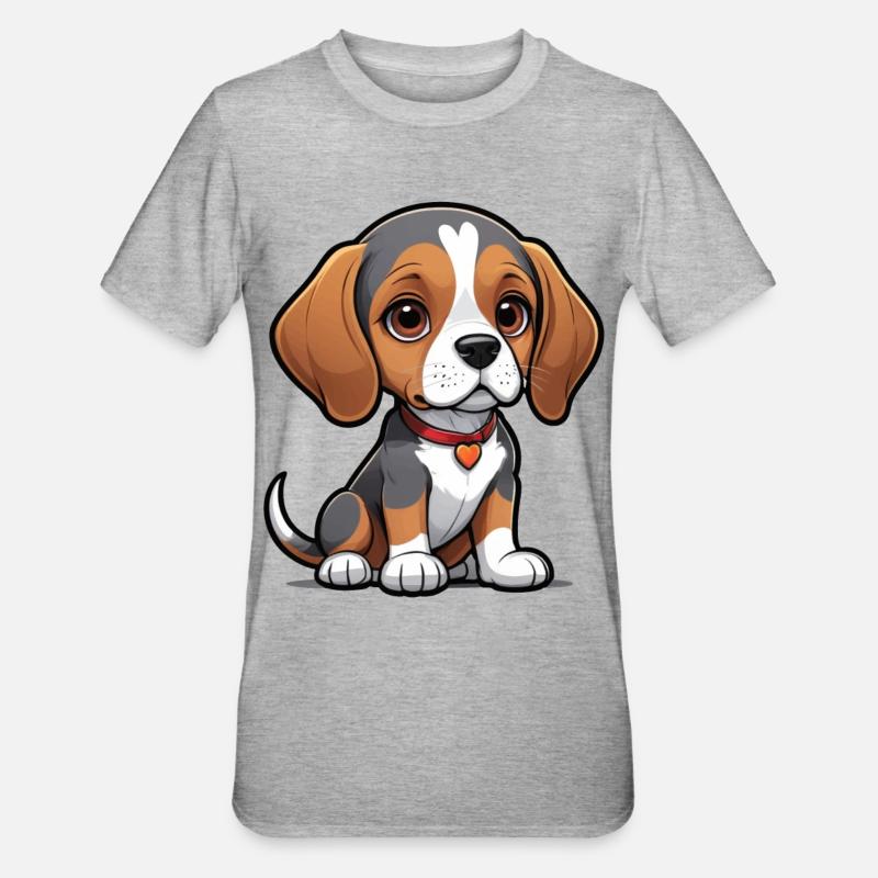 Chiot d’amour Beagle - T-shirt polycoton Unisexe - gris chiné