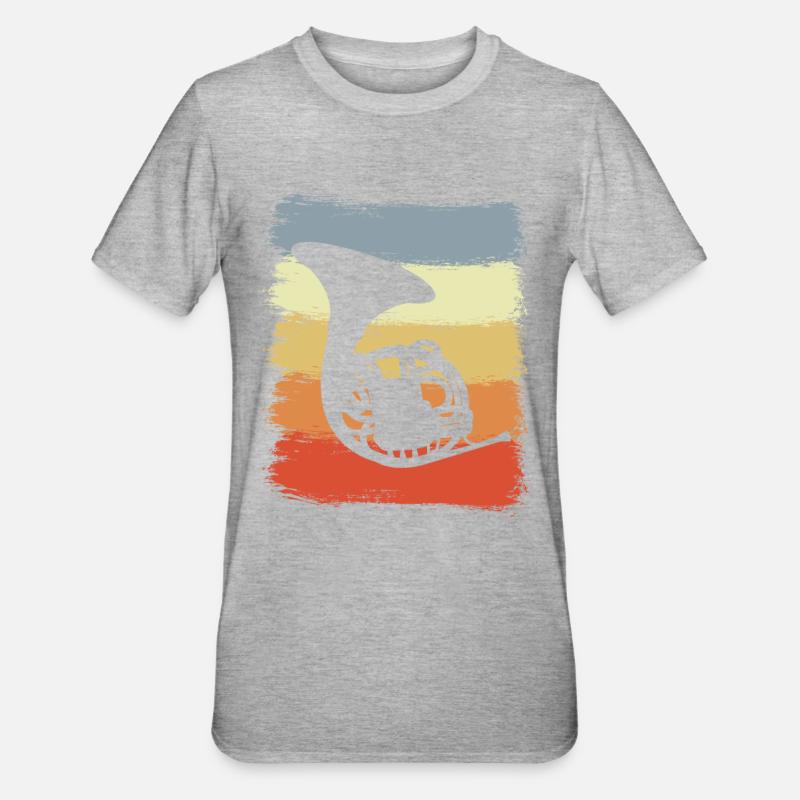 Retro French Horn - Unisex Polycotton T-Shirt - heather grey