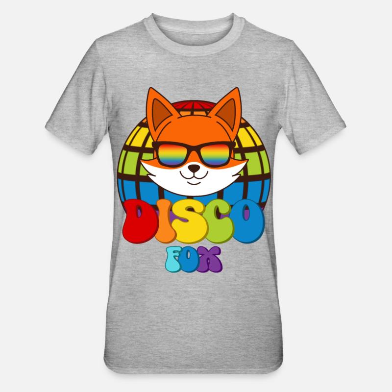 Disco Fox Discokugel Fuchs Sonnenbrille Discofox - Unisex Polycotton T-Shirt - Grau meliert