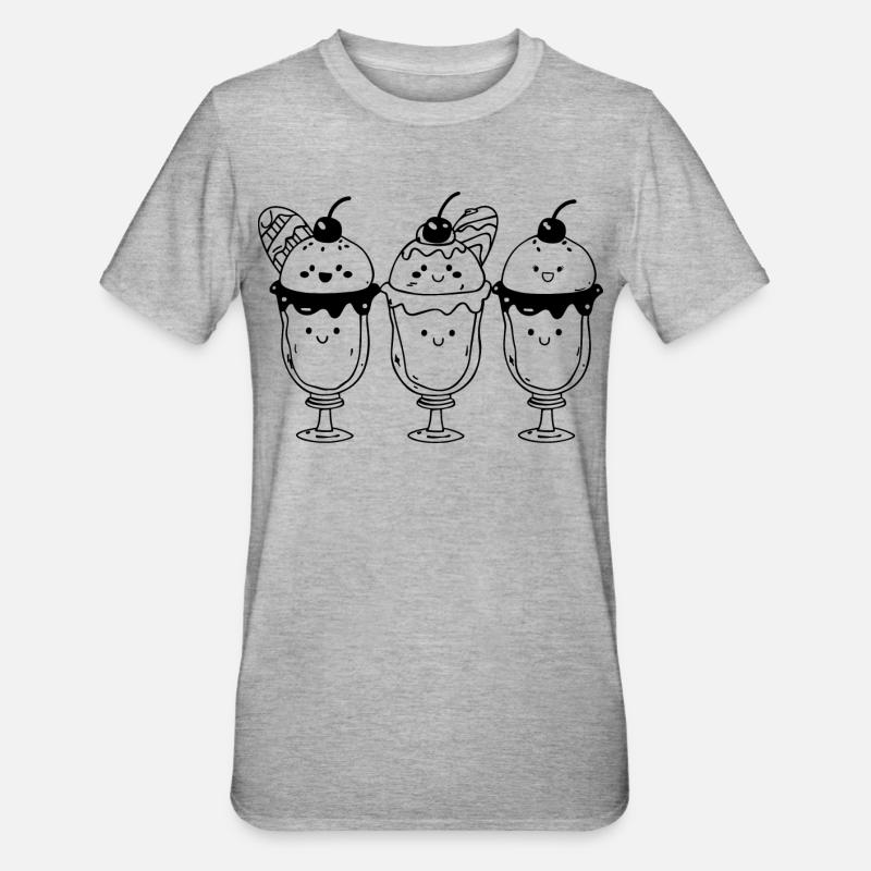 Cartoon Eisbecher - Unisex Polycotton T-Shirt - Grau meliert