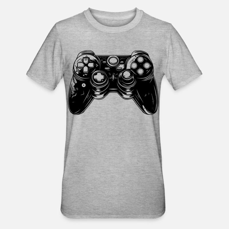 Spiel Controller - Unisex Polycotton T-Shirt - Grau meliert