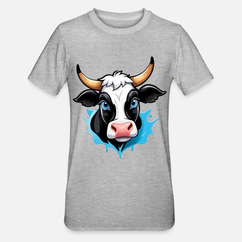 Vache dans le style bande dessinée - T-shirt polycoton Unisexe - gris chiné
