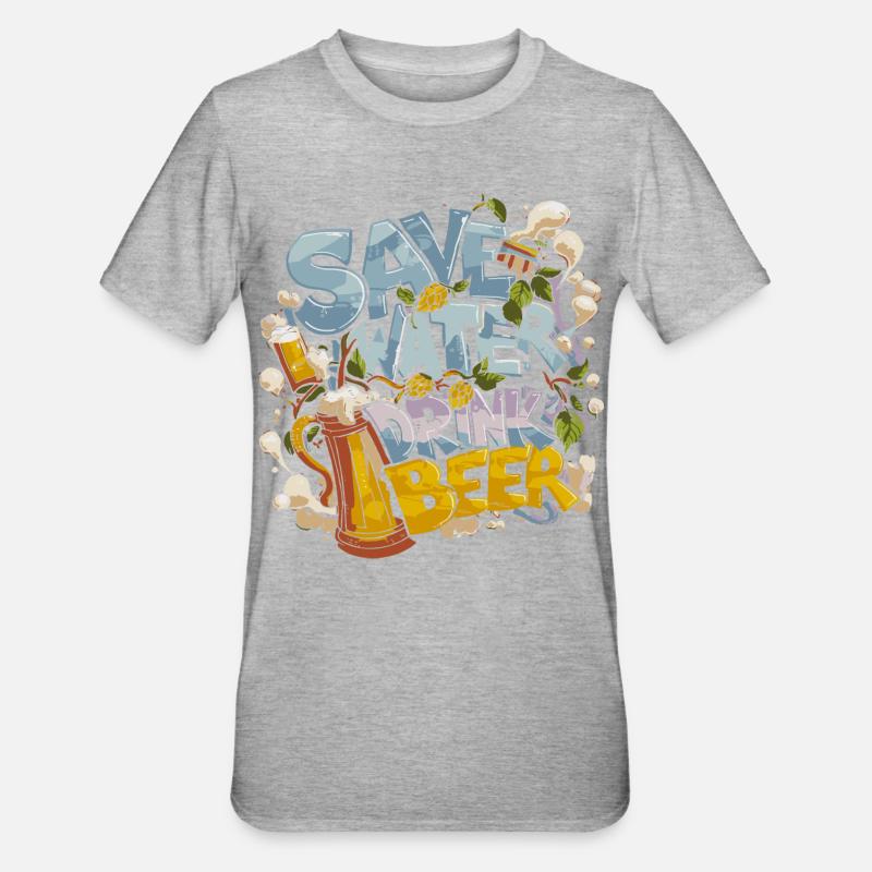 Save Water Drink Beer Biertrinker - Unisex Polycotton T-Shirt - Grau meliert