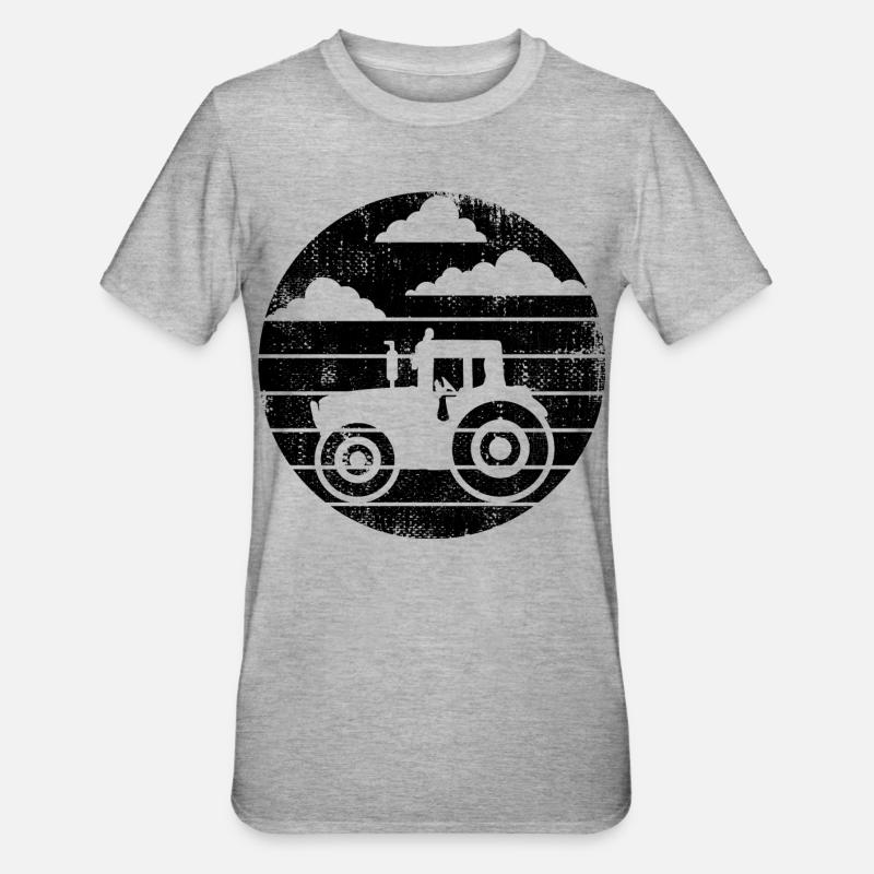 Traktor Skizze - Unisex Polycotton T-Shirt - Grau meliert