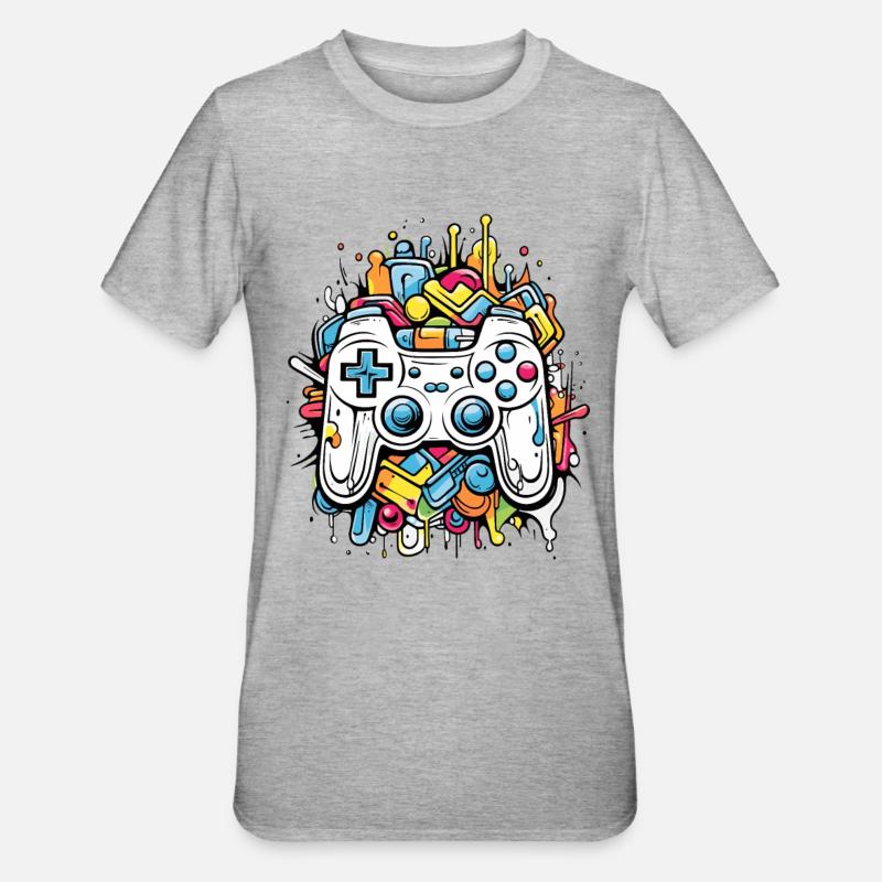 Game Controller - Unisex Polycotton T-Shirt - Grau meliert