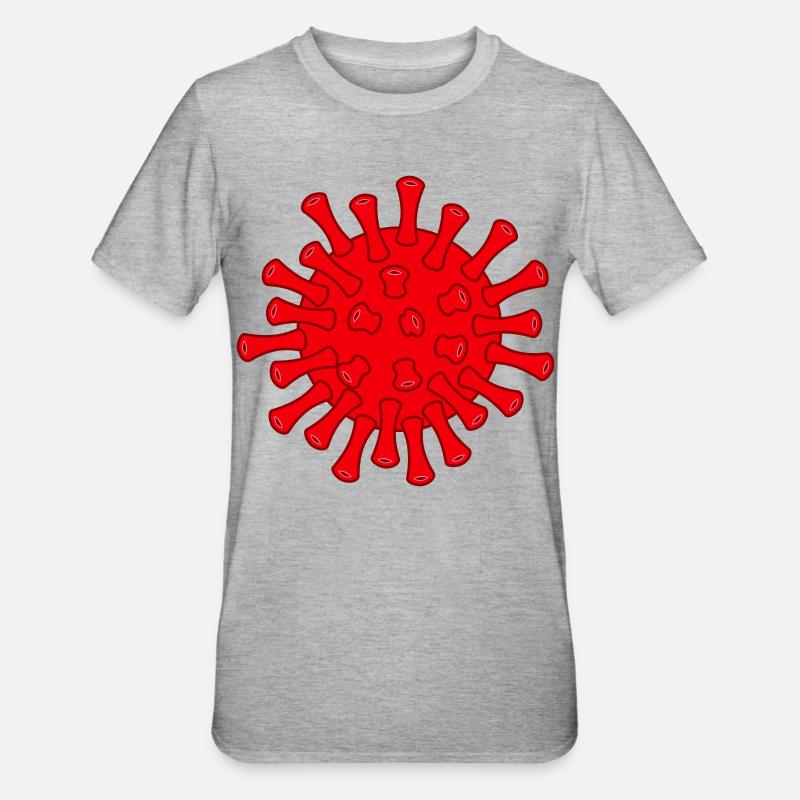 Illustration de la molécule rouge Covid - T-shirt polycoton Unisexe - gris chiné