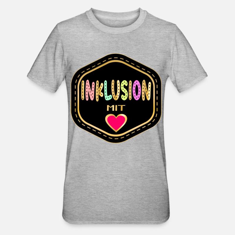 INKLUSION MIT HERZ - Unisex Polycotton T-Shirt - Grau meliert