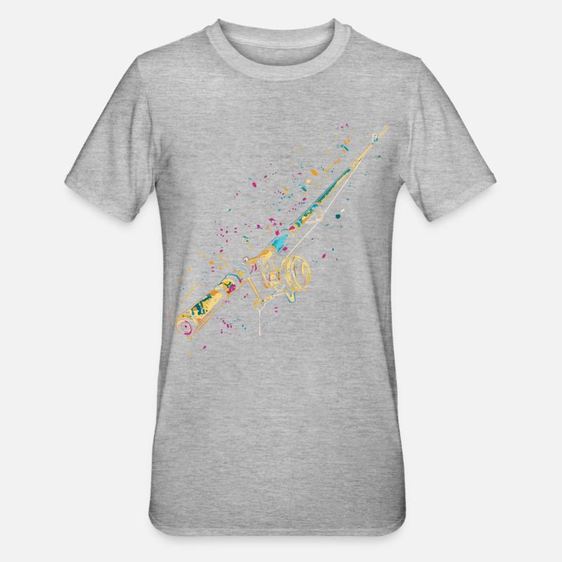 Graffiti de canne à pêche - T-shirt polycoton Unisexe - gris chiné