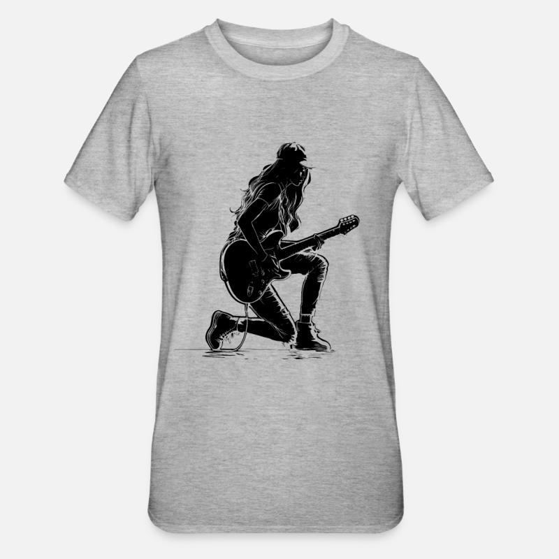 Guitariste - T-shirt polycoton Unisexe - gris chiné