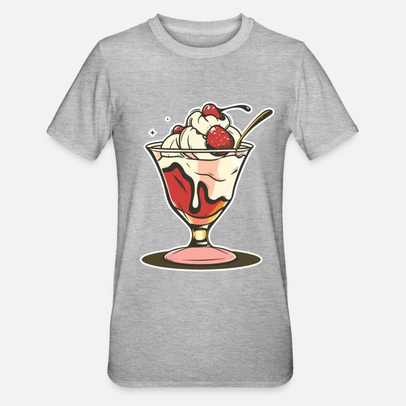 Dessin de coupe glacée - T-shirt polycoton Unisexe - gris chiné