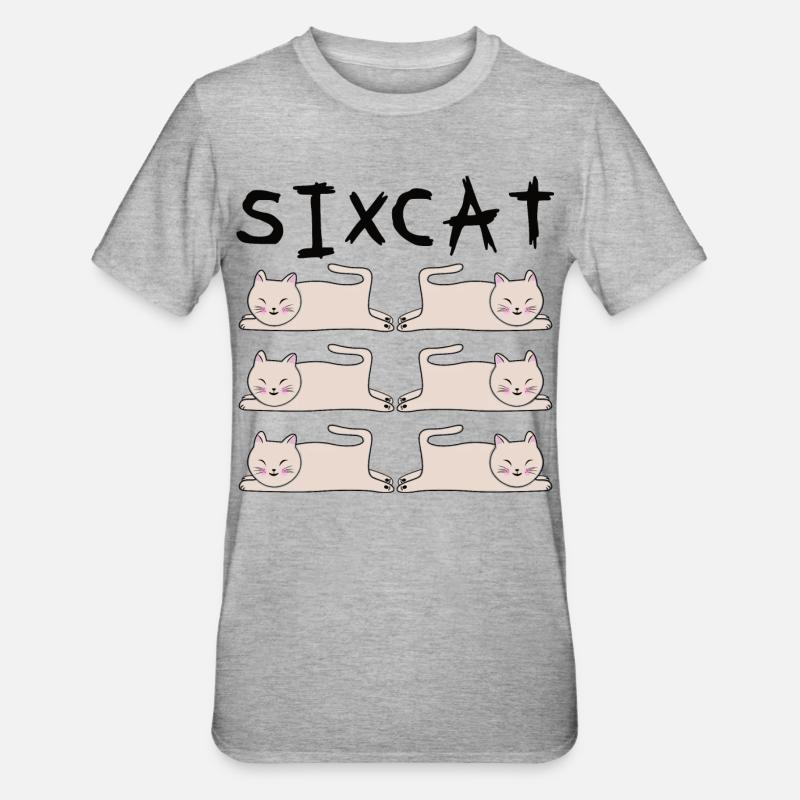 Six Cat 6 Cats Sixpack - Unisex Polycotton T-Shirt - heather grey